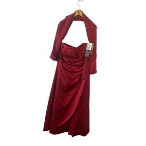 NWT David's Bridal Women's Apple Red Sleeveless Bridal Bridesmaid Dress - 16